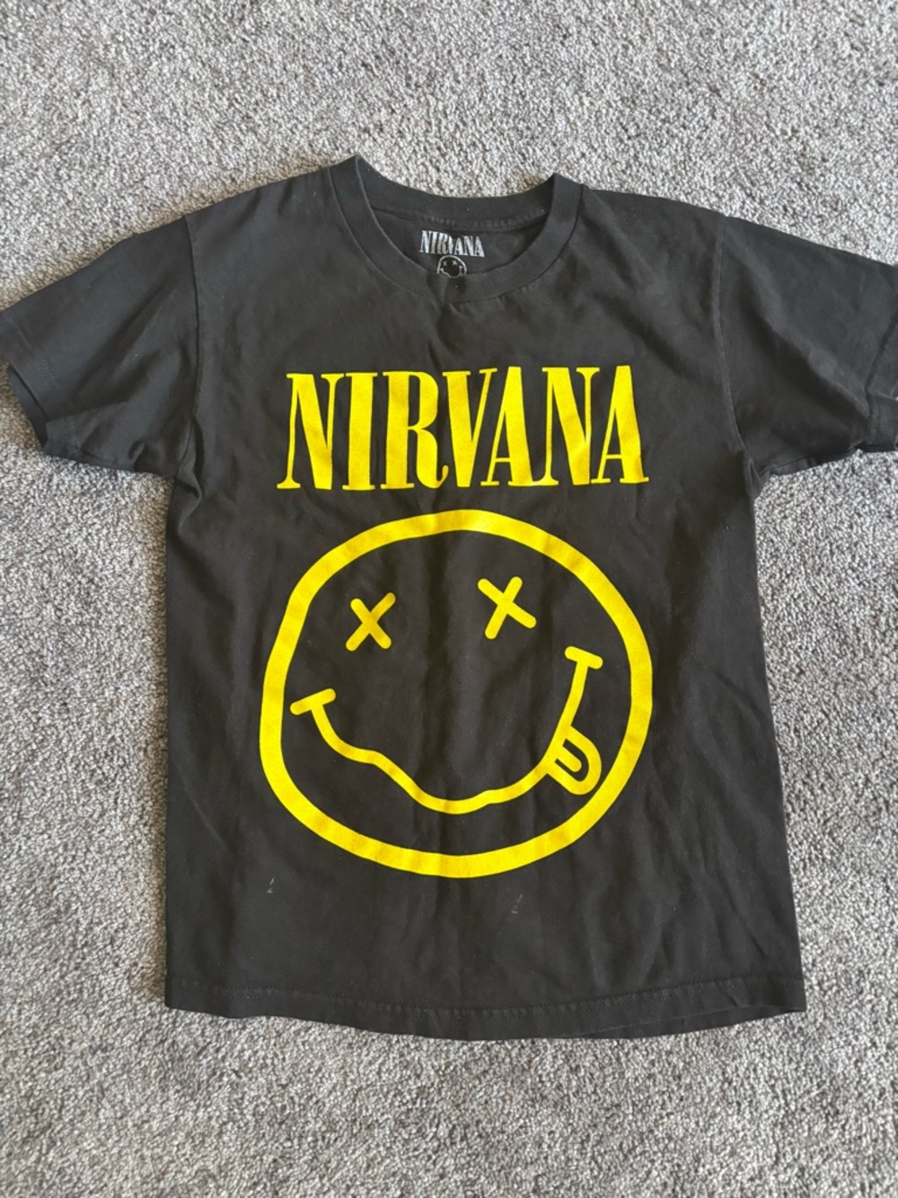 NIRVANA Black Tee with Yellow Smiley Face
